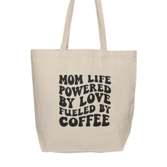 Mom Life Powered By Love Fueled By Coffee Custom Tote Bag - Picture 2 of 3